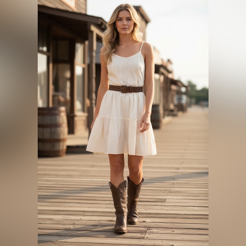 Frye Carson Pull On Brown Leather Southern/Western Cowgirl Festival Party Boots - Picture 2 of 16
